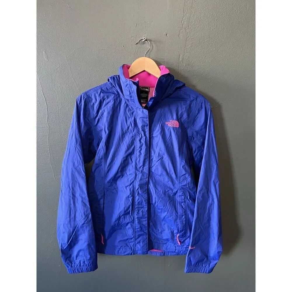 The North Face Womens Blue Full Zip Hooded Softshell Rain Jacket Size Small